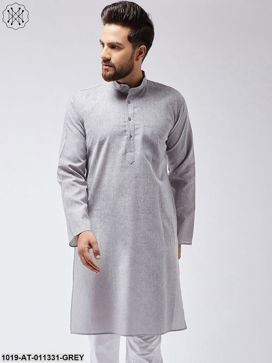 Men's Cotton Linen Grey Only Long Kurta