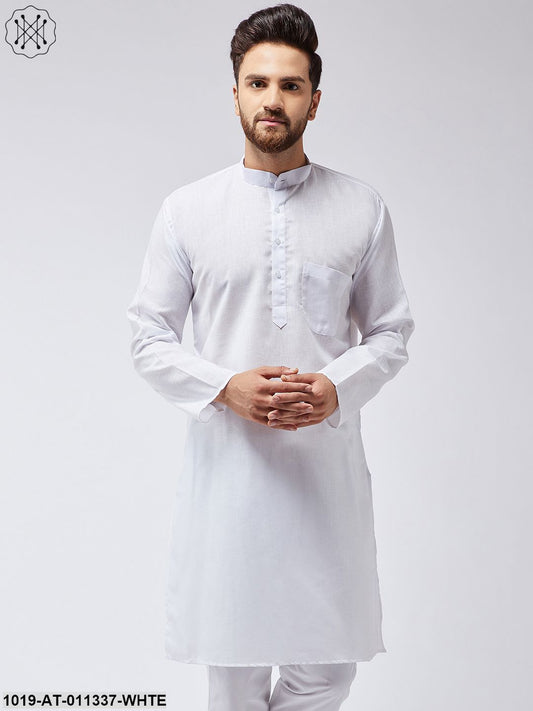 Men's Cotton Linen White Only Long Kurta