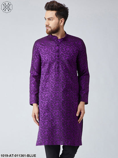 Men's Silk Blend Violet Only Long Kurta