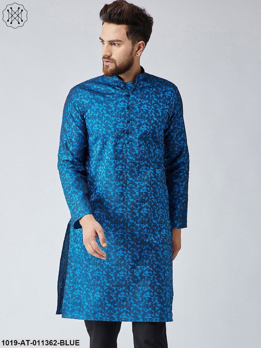 Men's Silk Blend Blue Only Long Kurta