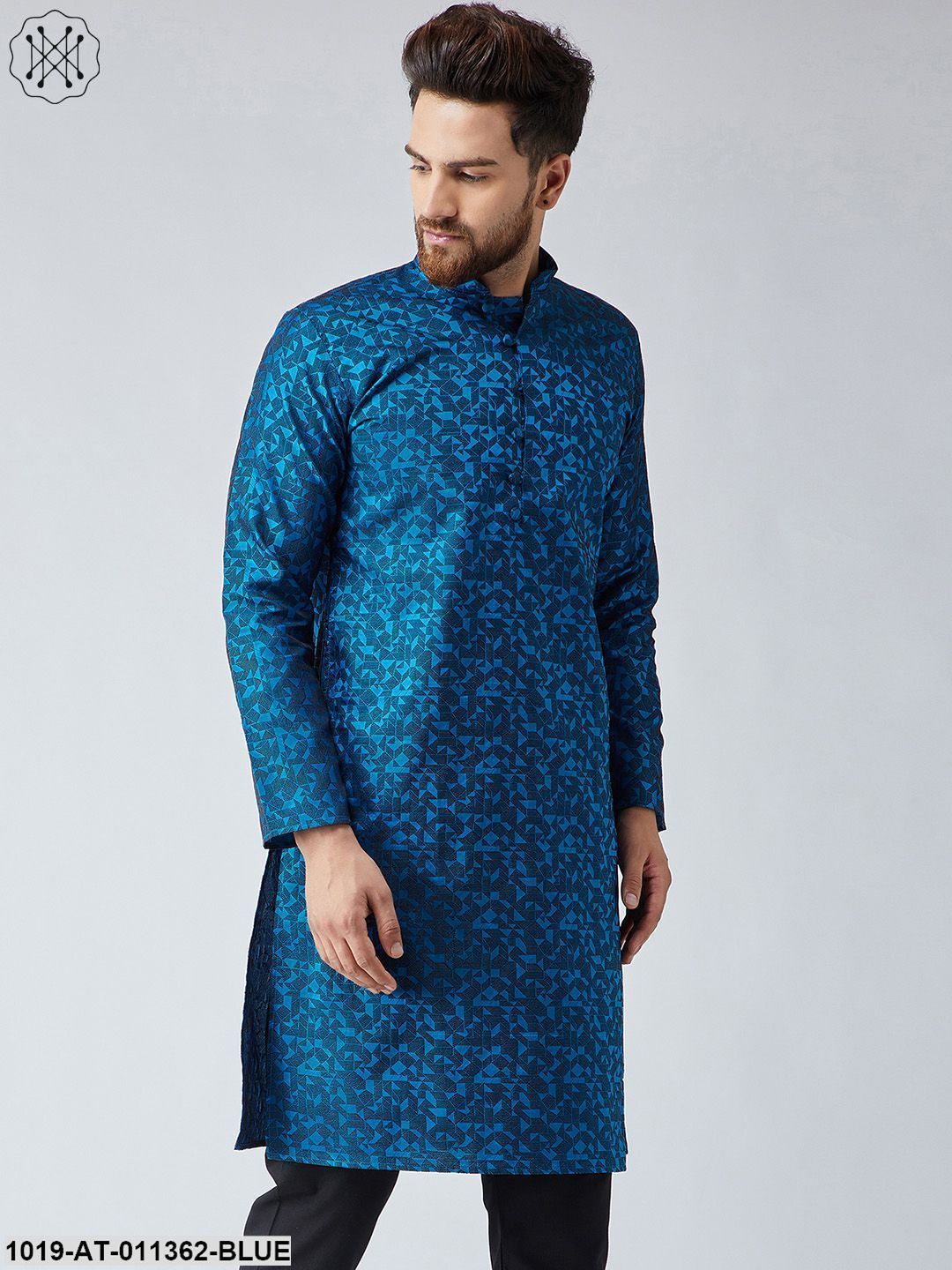 Men's Silk Blend Blue Only Long Kurta