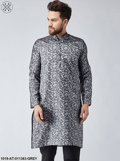 Men's Silk Blend Grey Only Long Kurta