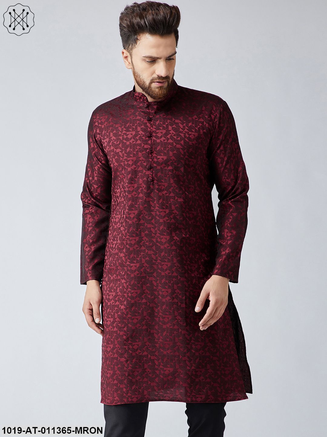 Men's Silk Blend Maroon Only Long Kurta