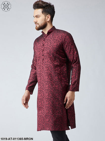 Men's Silk Blend Maroon Only Long Kurta