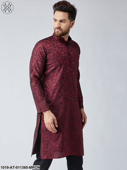 Men's Silk Blend Maroon Only Long Kurta