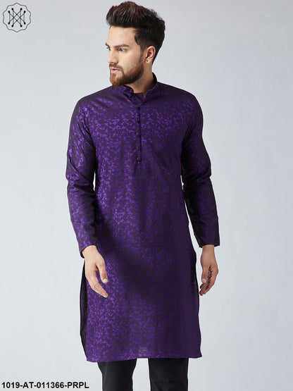 Men's Silk Blend Purple Only Long Kurta