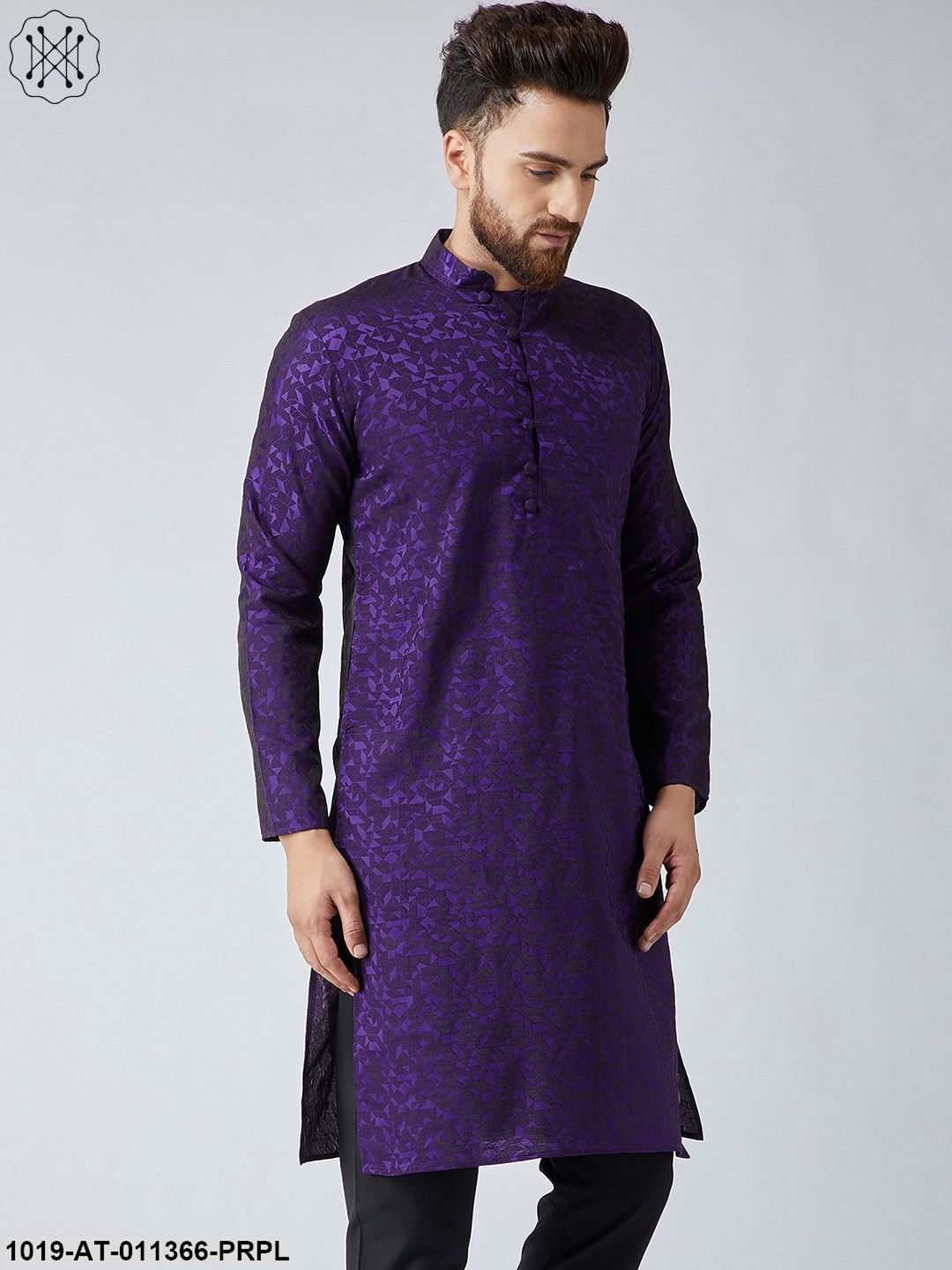 Men's Silk Blend Purple Only Long Kurta