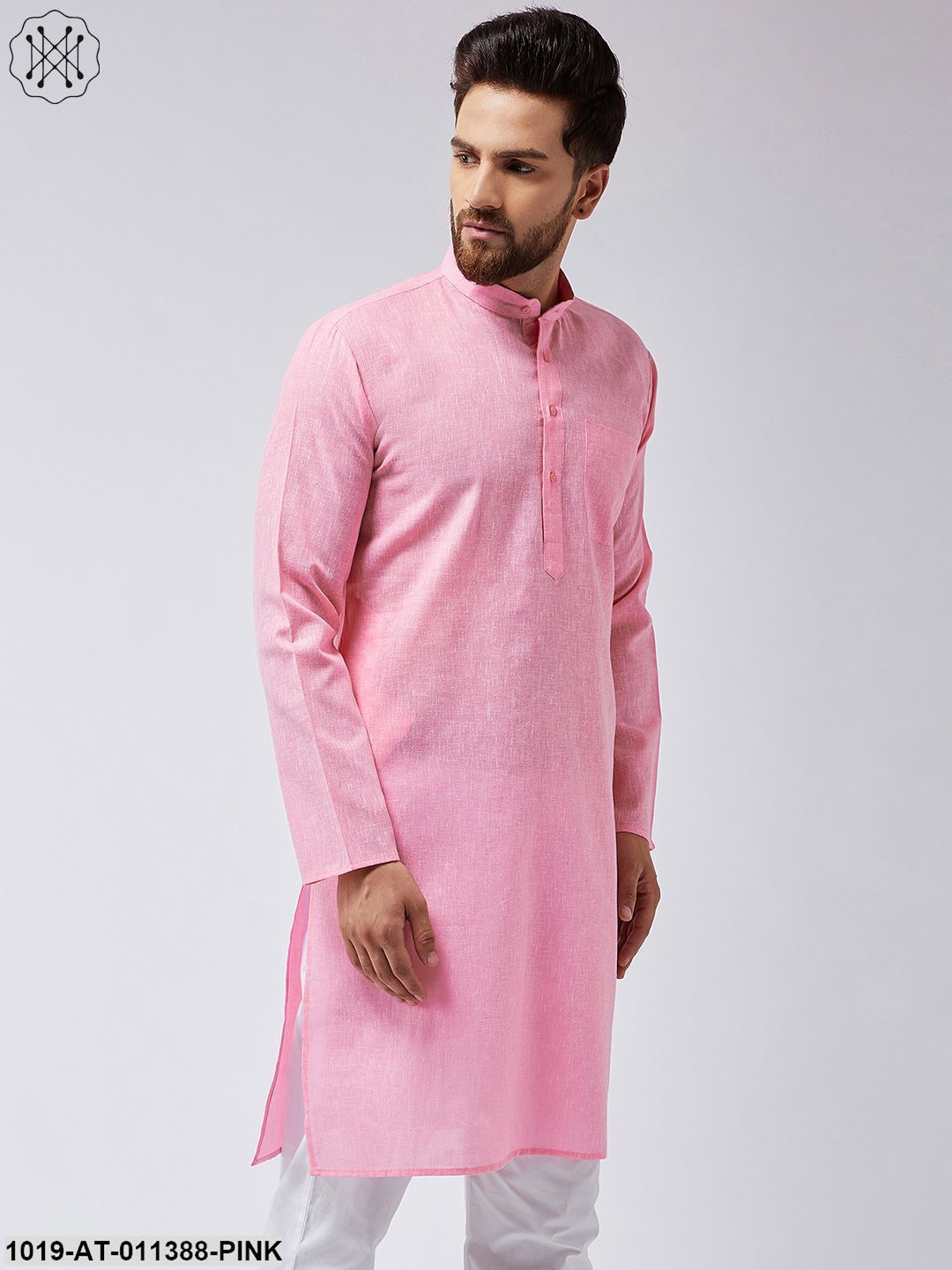 Men's Cotton Blend Pink Only Long Kurta