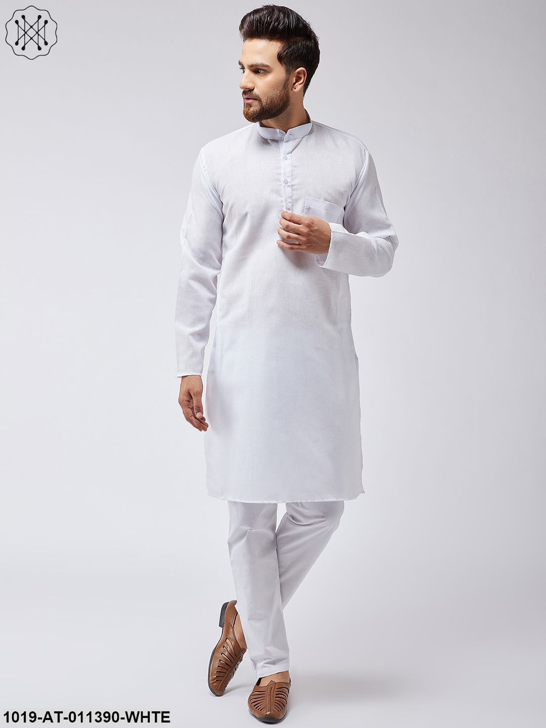 Men's Cotton Blend White Only Long Kurta