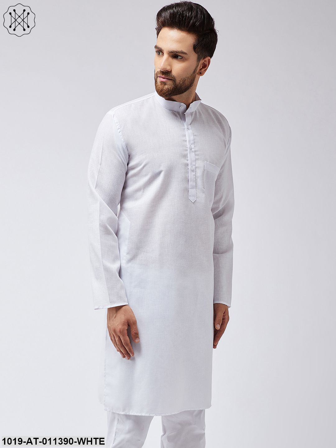 Men's Cotton Blend White Only Long Kurta