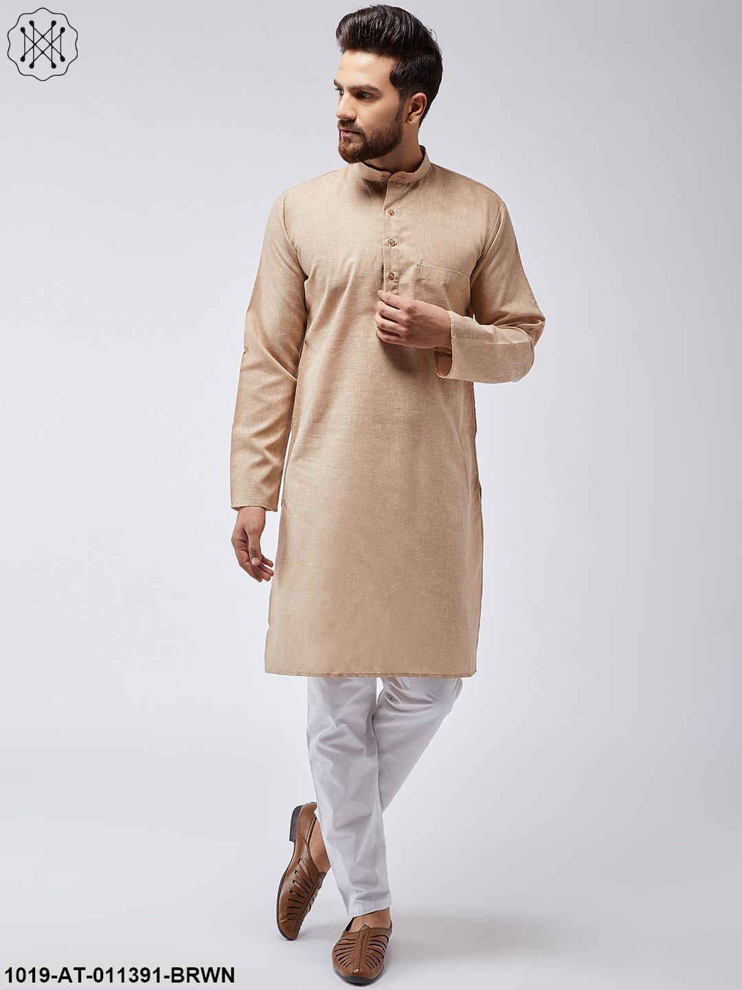 Men's Cotton Blend Brown Only Long Kurta