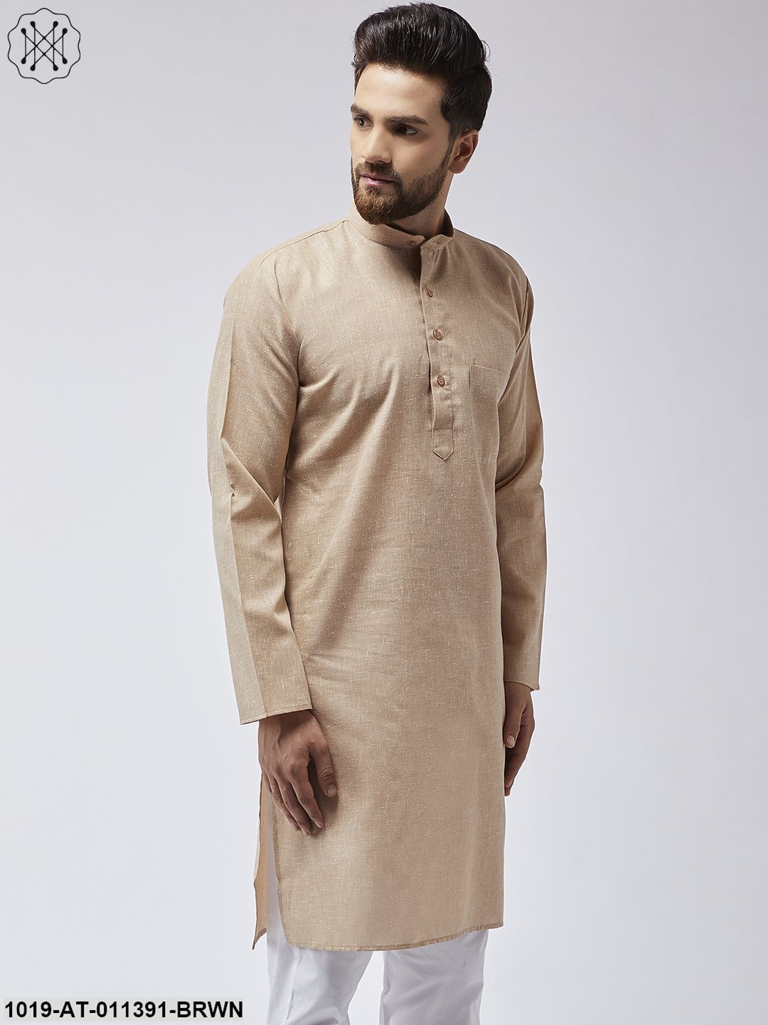 Men's Cotton Blend Brown Only Long Kurta