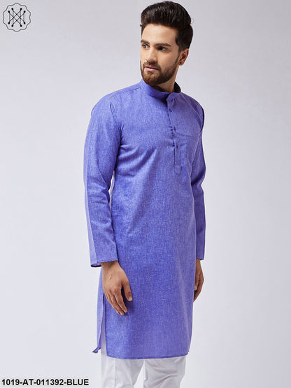 Men's Cotton Blend Indigo Blue Only Long Kurta