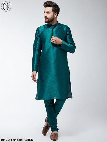 Men's Silk Blend Teal Green Only Long Kurta