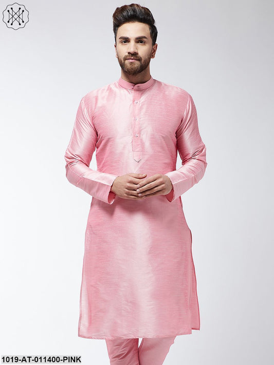 Men's Silk Blend Pink Only Long Kurta