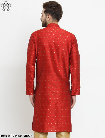 Men's Silk Blend Maroon Printed Only Long Kurta