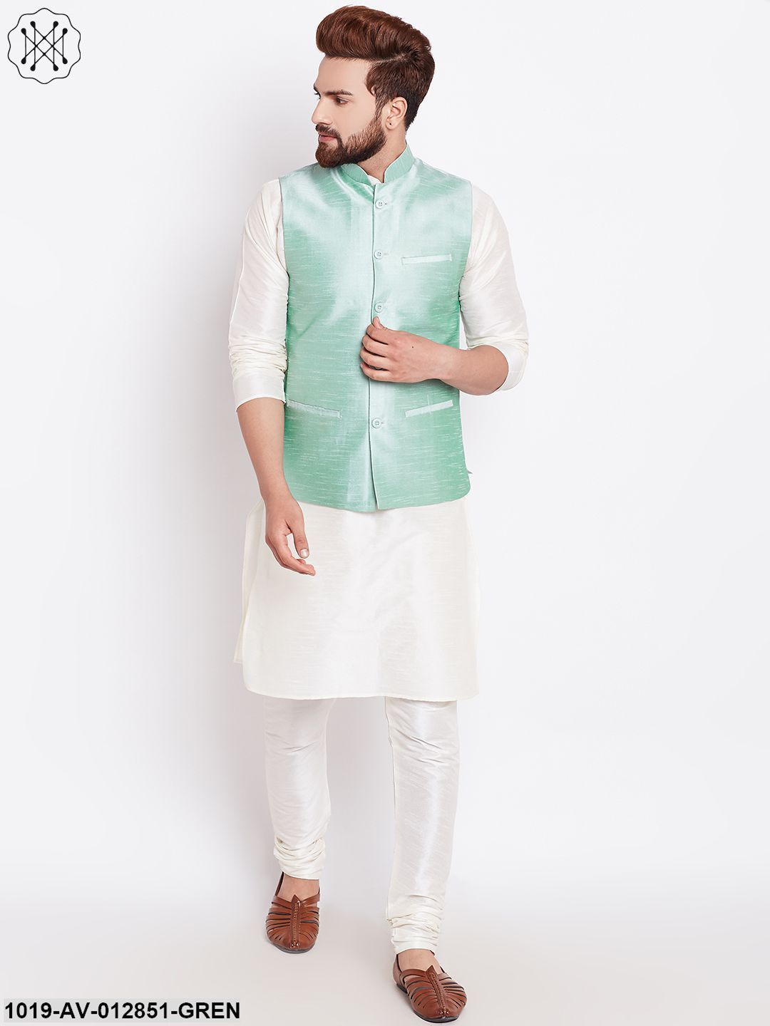 Men's Light Green Nehru Jacket