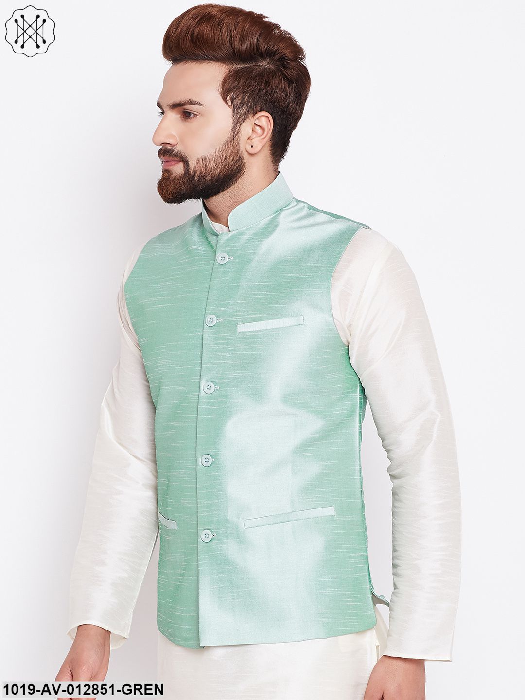 Men's Light Green Nehru Jacket