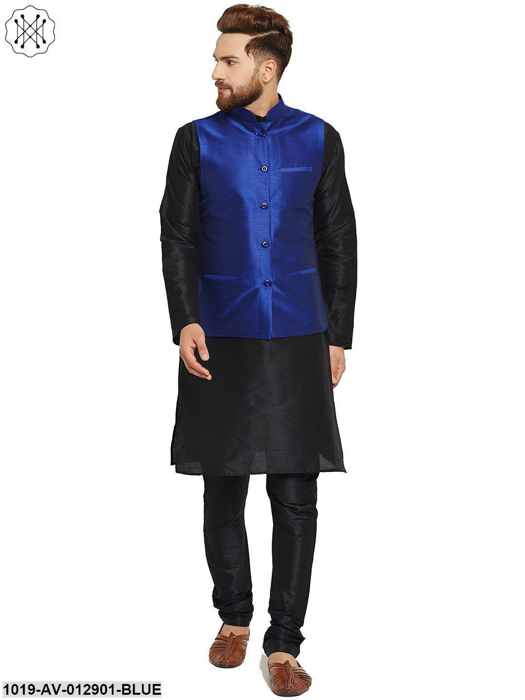 Men's Silk Blend Royal Blue Nehrujacket