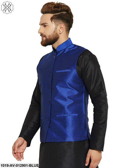 Men's Silk Blend Royal Blue Nehrujacket