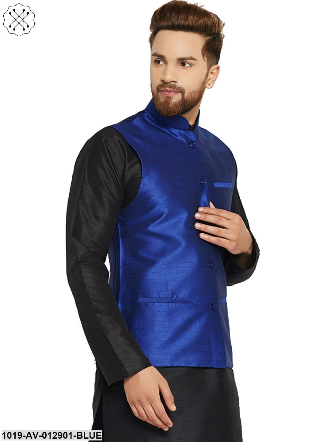 Men's Silk Blend Royal Blue Nehrujacket