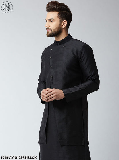 Men's Silk Blend Black Only Sherwani Jacket