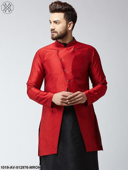 Men's Silk Blend Maroon Only Sherwani Jacket