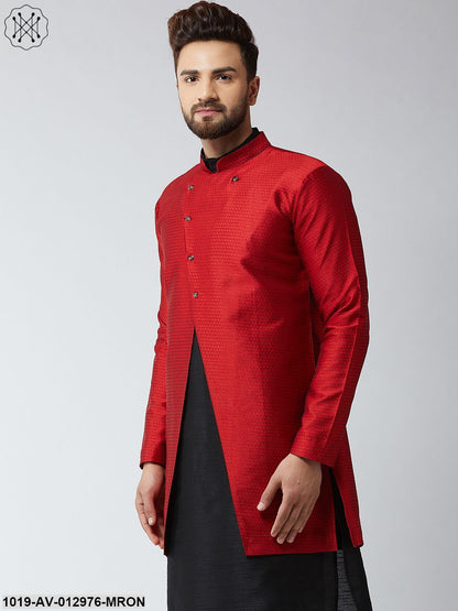 Men's Silk Blend Maroon Only Sherwani Jacket