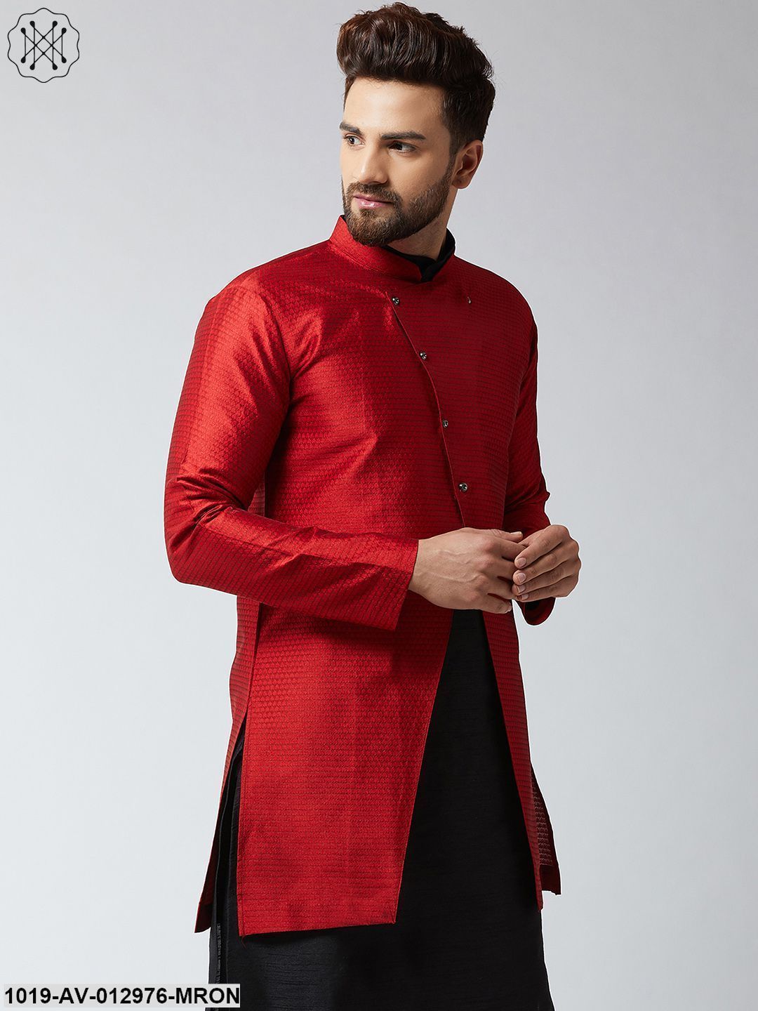 Men's Silk Blend Maroon Only Sherwani Jacket