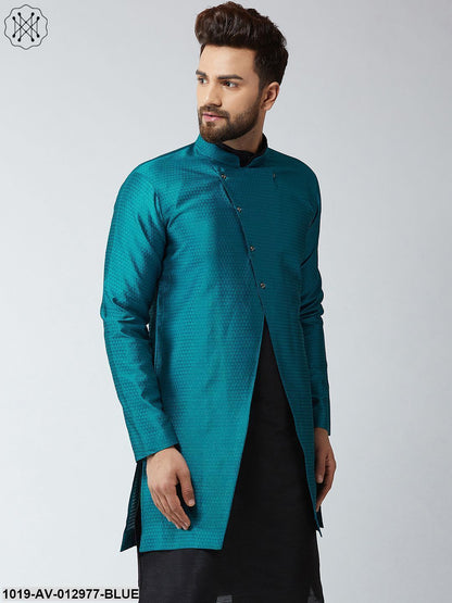 Men's Silk Blend Peacock Blue Only Sherwani Jacket