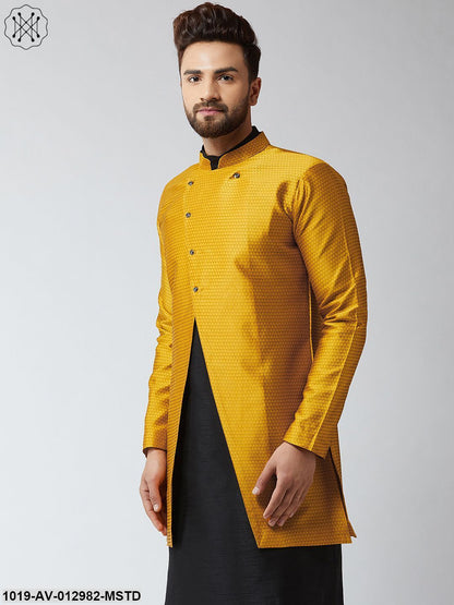 Men's Silk Blend Mustard Only Sherwani Jacket