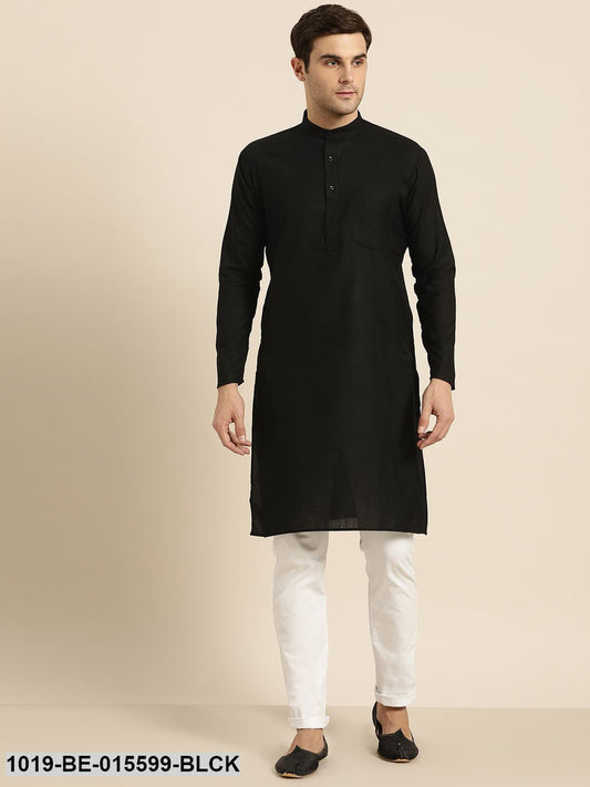 Men's Cotton Black Solid Only Kurta