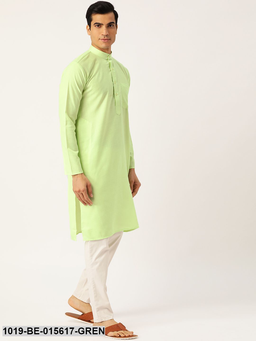 Men's Cotton Green Solid Only Kurta