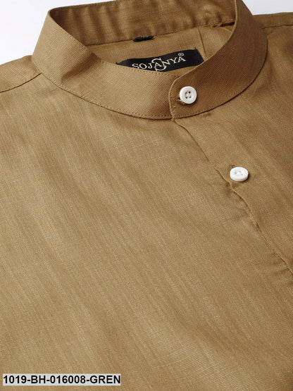 Men's Cotton Moss Green Chinese Collar Shirt