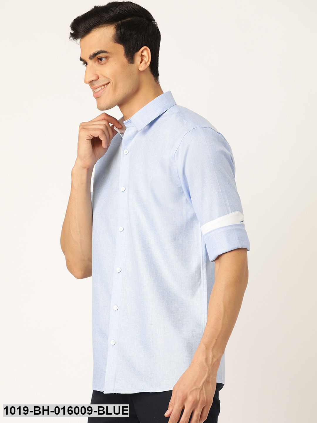 Men's Cotton Linen Blue Casual Shirt