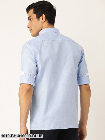 Men's Cotton Linen Blue Casual Shirt