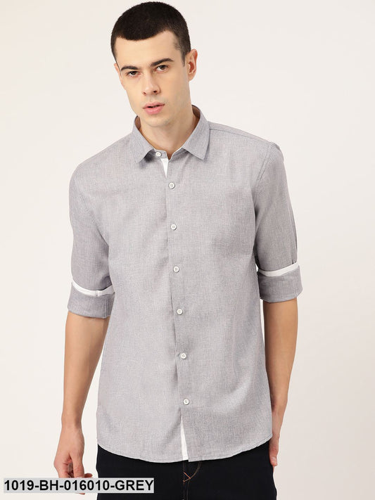 Men's Cotton Linen Light Grey Casual Shirt