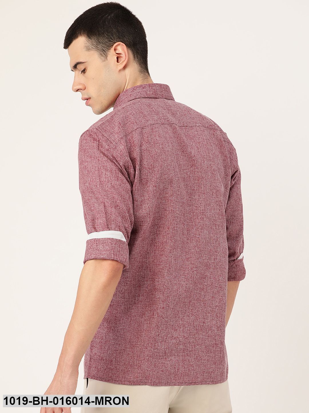 Men's Cotton Linen Maroon Casual Shirt