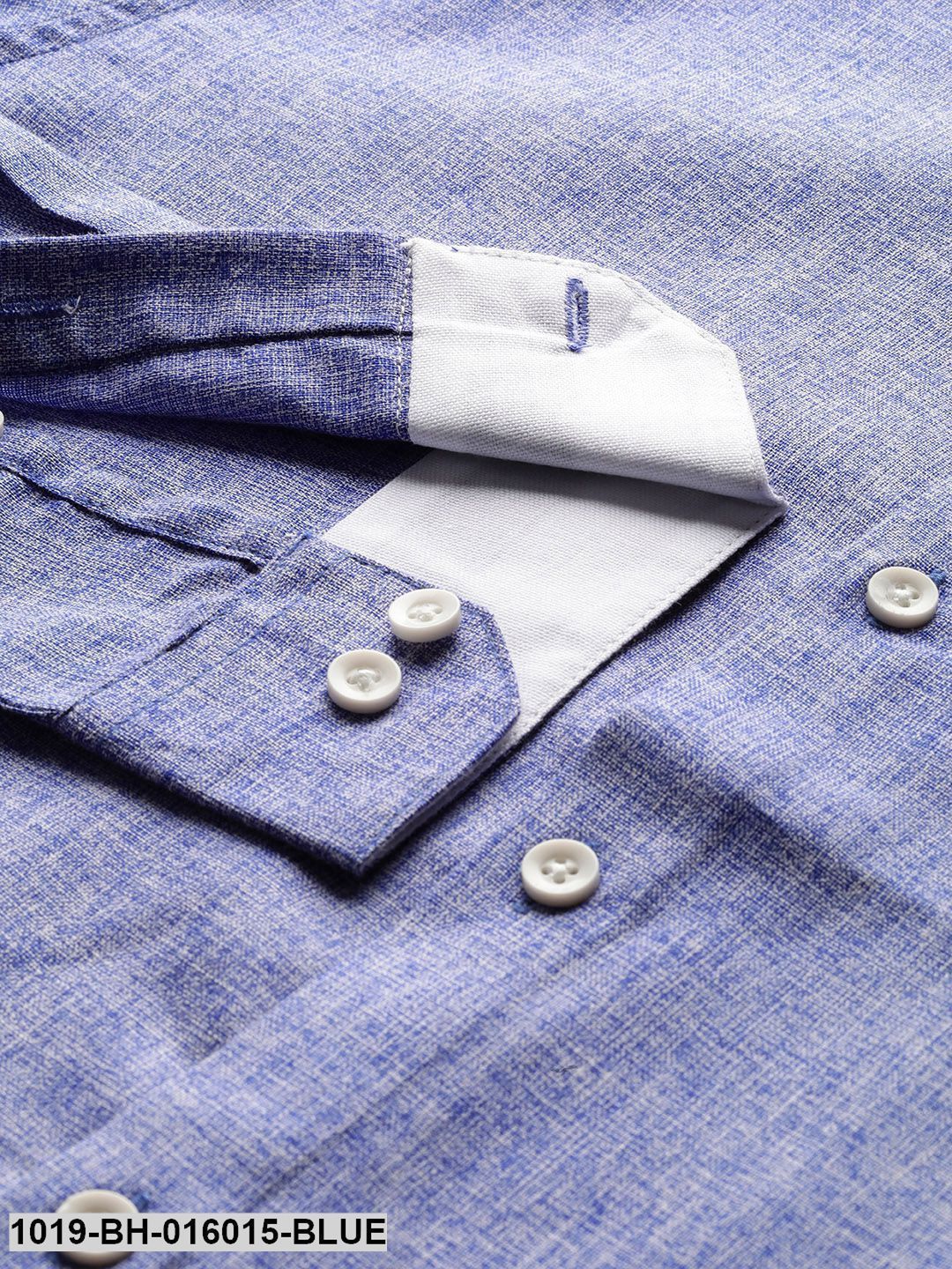 Men's Cotton Linen Indigo Blue Casual Shirt