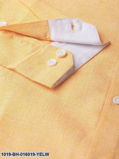 Men's Cotton Linen Dark Yellow Casual Shirt