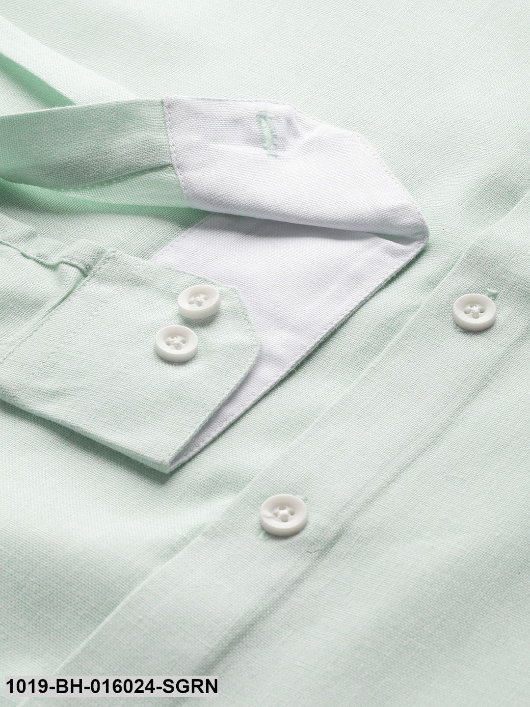 Men's Cotton Linen Sea Green Casual Shirt