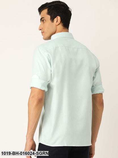 Men's Cotton Linen Sea Green Casual Shirt