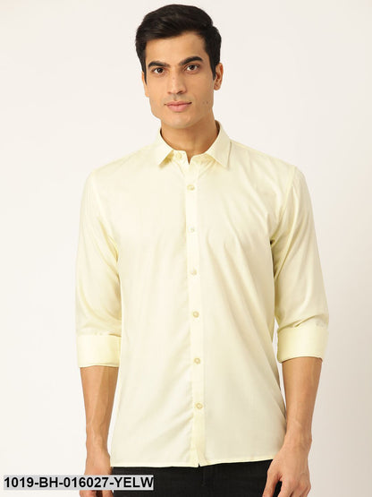 Men's Cotton Lemon Yellow Casual Shirt