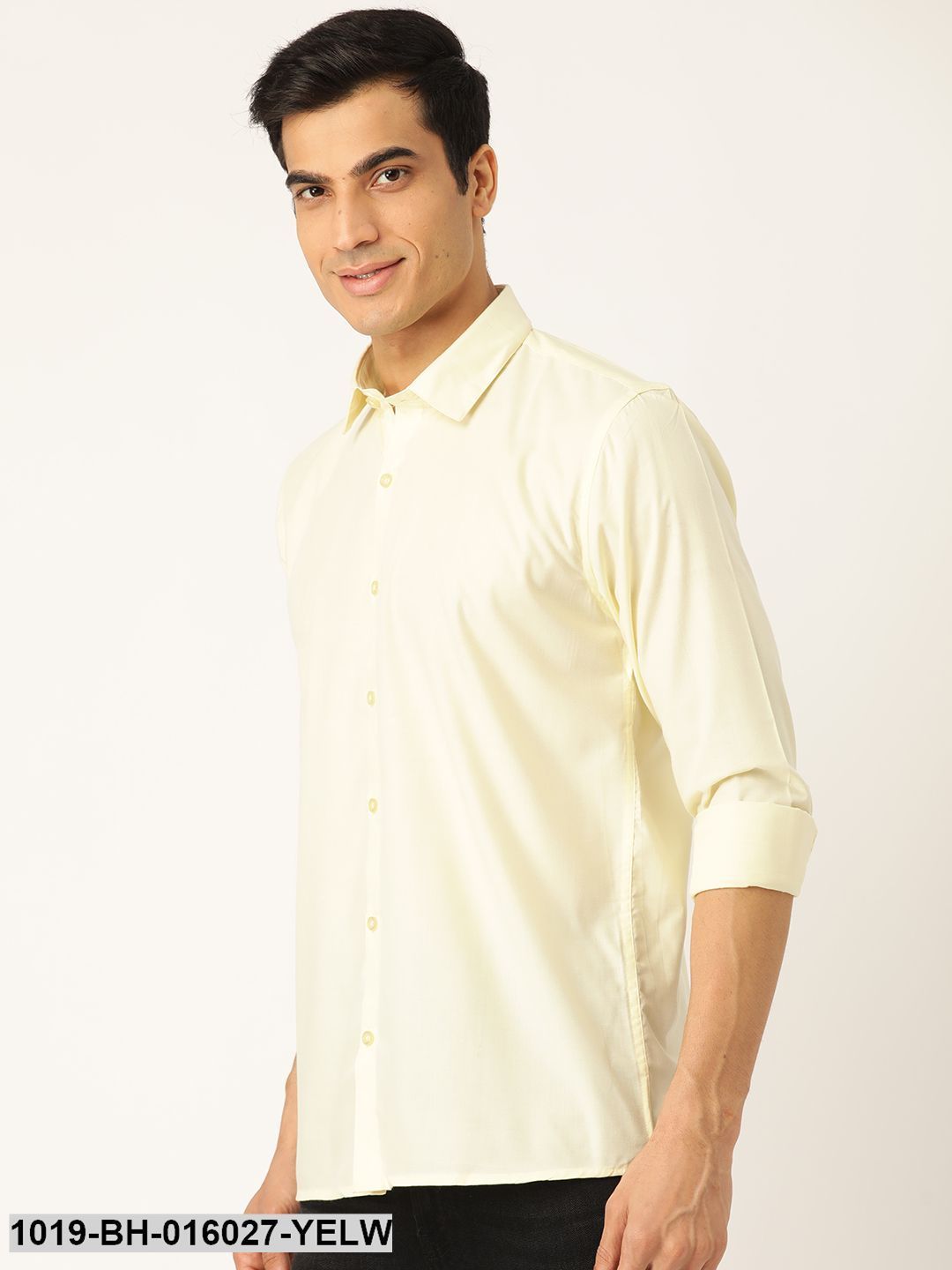 Men's Cotton Lemon Yellow Casual Shirt