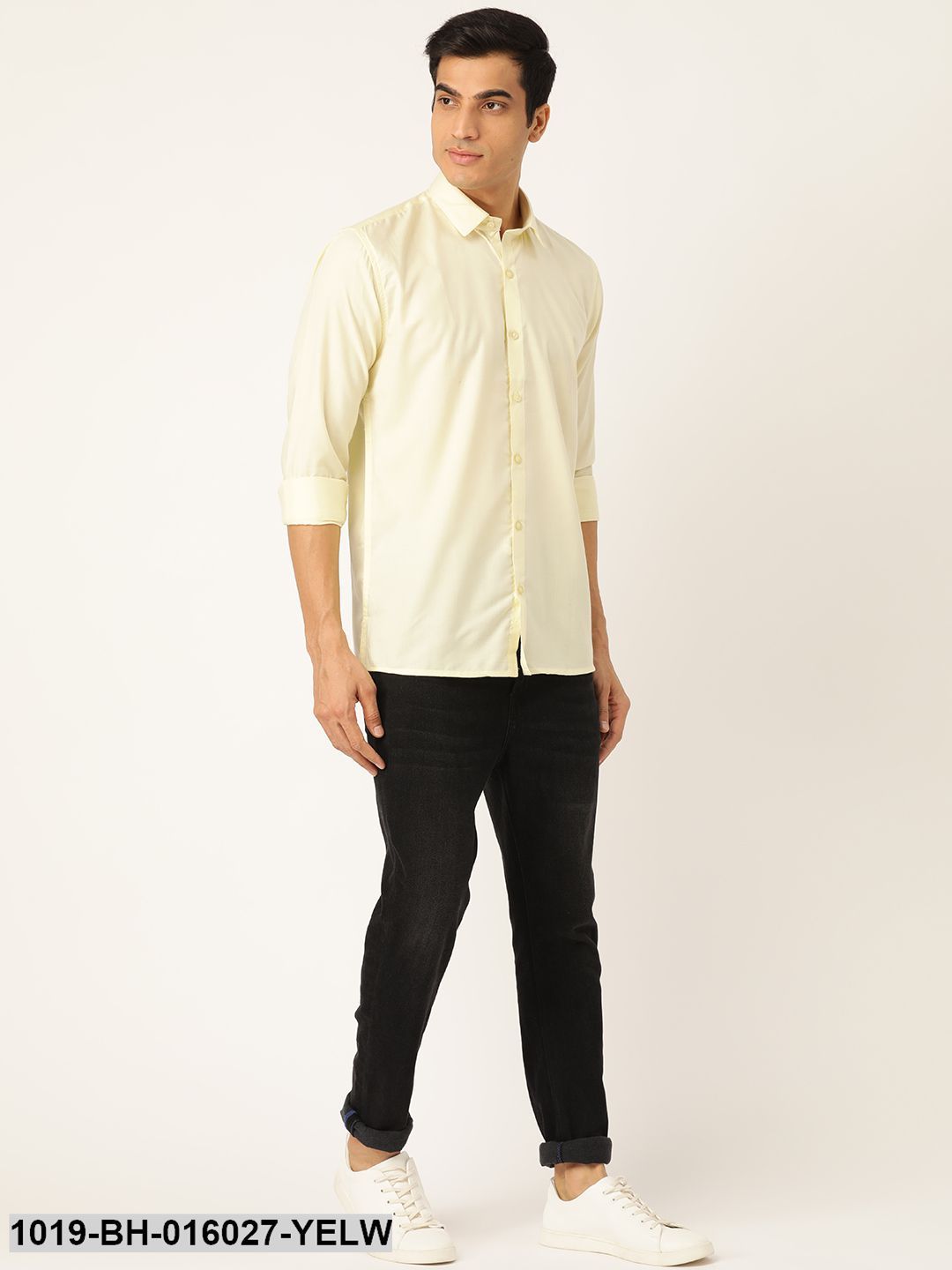 Men's Cotton Lemon Yellow Casual Shirt