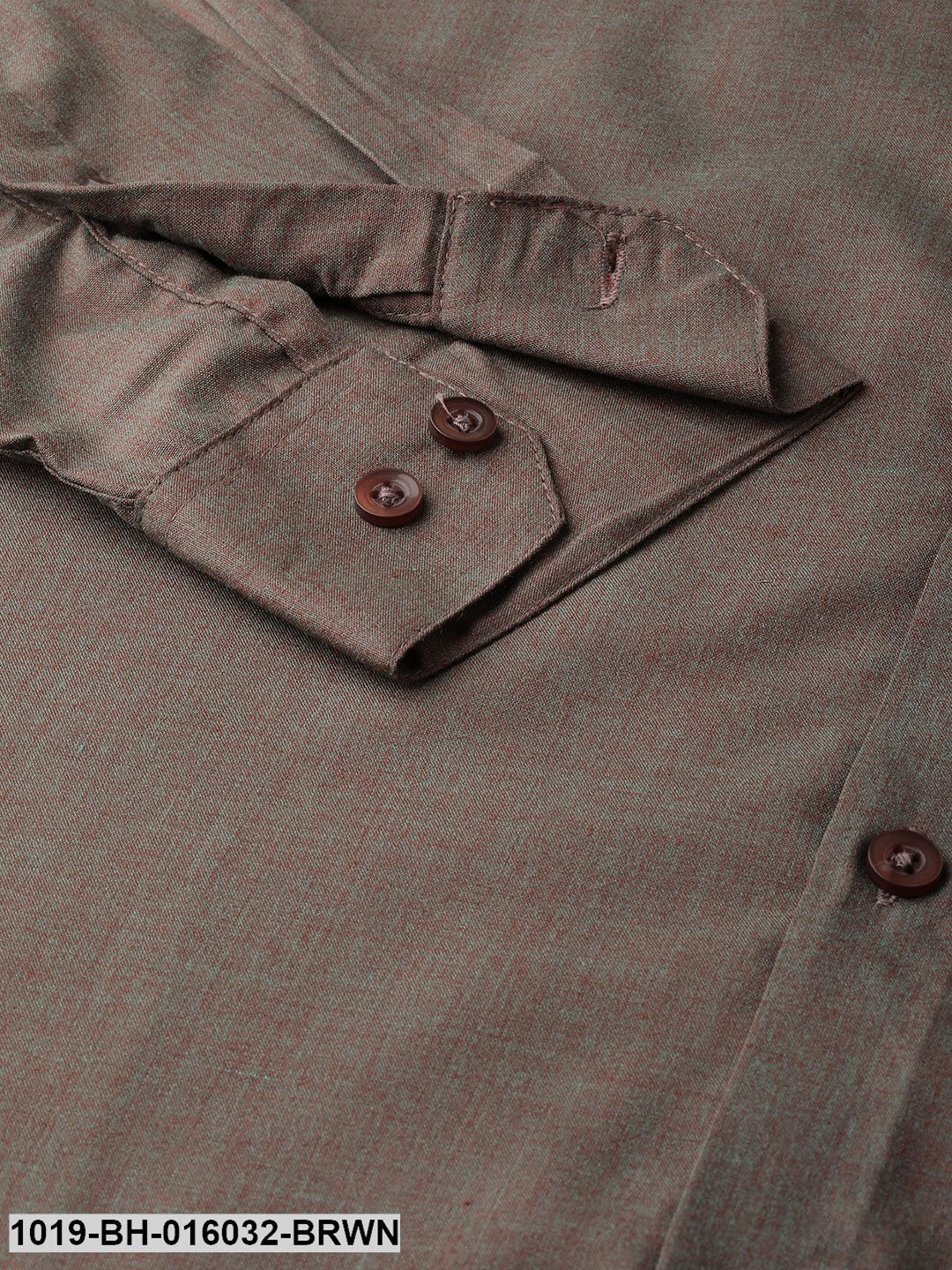 Men's Cotton Dark Brown Casual Shirt