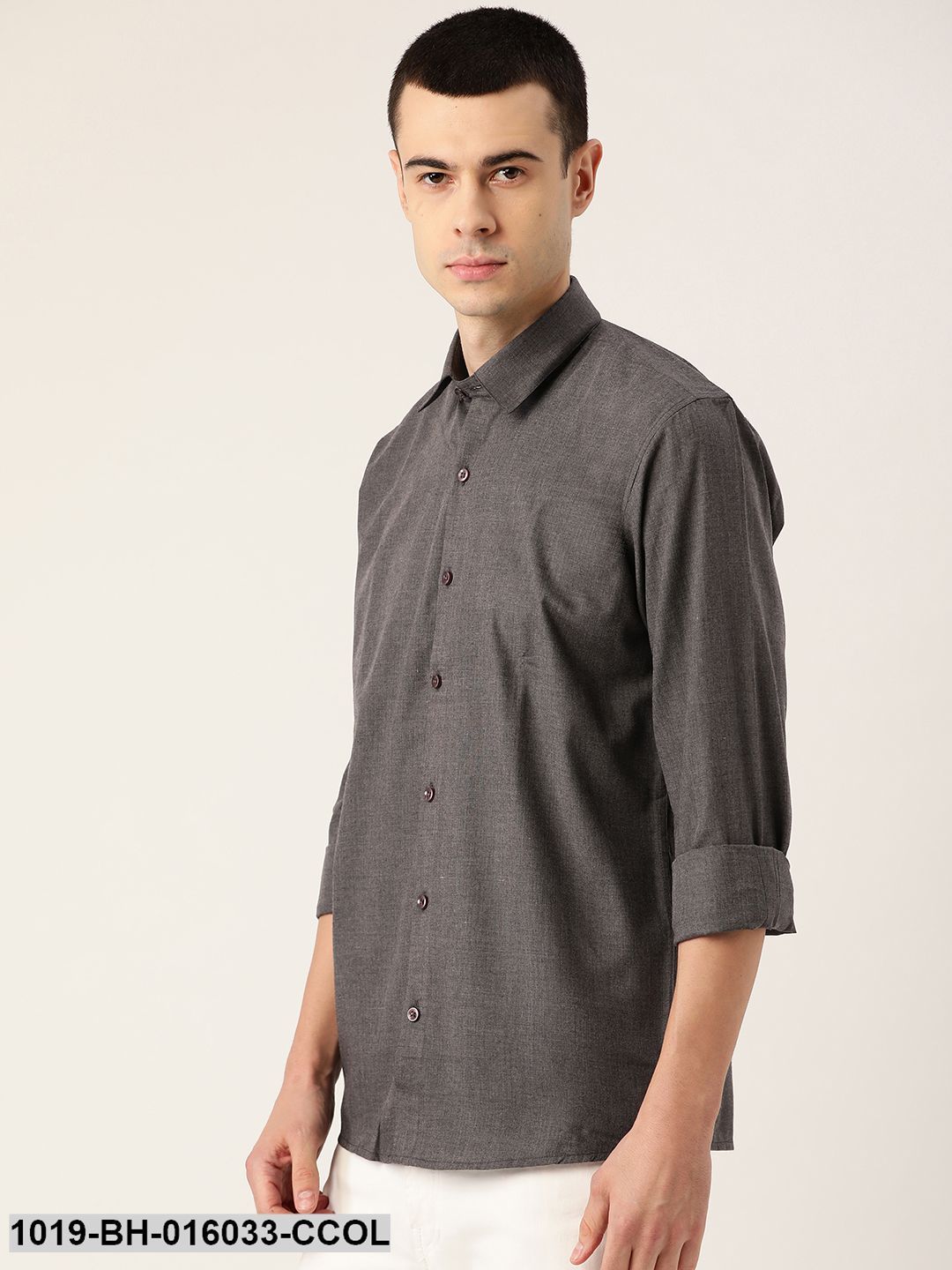 Men's Cotton Charcoal Grey Casual Shirt