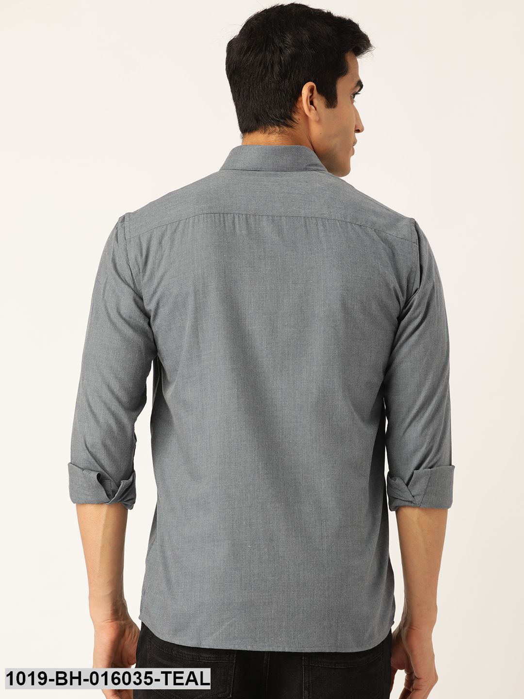 Men's Cotton Teal Blue Casual Shirt