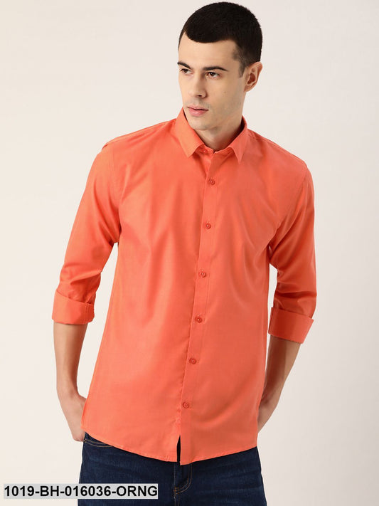 Men's Cotton Orange Casual Shirt