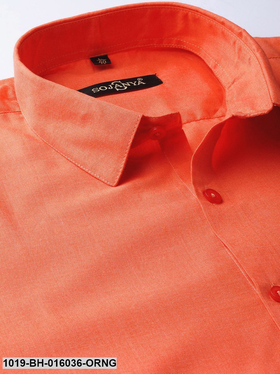 Men's Cotton Orange Casual Shirt